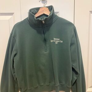 Hollister Forest Green 1/4 Zip Pullover with Chest Embroidery